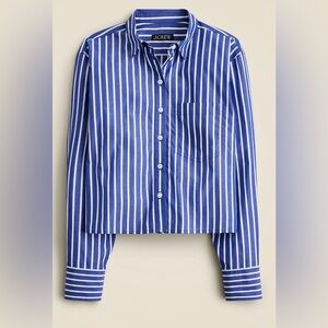 JCREW cropped button up striped shirt NWT